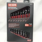 Icon WRFS-8 Professional Flex Ratcheting Wrench Set 8-PIECE New Sae. Fixed Price $80.00.
