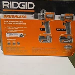Ridgid 18V Brushless Lithium-ion Combo Kit Hammer Drill Impact Driver R92082. Fixed Price $265.00.