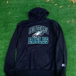 Y2K Vintage Starter Philadelphia Eagles Pullover Hoodie Black Nfl Size Xl. Fixed Price $40.00.
