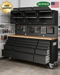 72" Rolling Tool Chest 15 Drawers 3 Top Compartments Pegboard Mobile Storage. Fixed Price $1269.99.