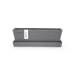 Ecopots Bruges Mini Recycled Composite Rectangular Planter W/ Saucer, Grey, 10". Fixed Price $29.95.