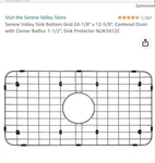 Stainless Steel Sink Bottom Grid NDG1912C, Serene Valley. Fixed Price $30.00.