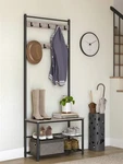 Hall Tree Coat Rack Entryway Shoe Bench Storage Steel Frame 3-IN-1 Grey Modern. Fixed Price $56.42.