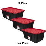 Hyper Tough 27 Gallon Snap Lid Plastic Storage Bin Container Pack Of 3. Fixed Price $22.97.