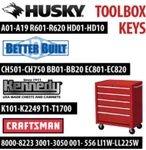 Weatherguard Kobalt Husky- Crafstman Tool Box Replacement Keys,. Fixed Price $9.99.