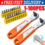 Ratcheting Right Angle Screwdriver Hex 90 Degree Offset + 10PC Bits Set!. Fixed Price $6.98.