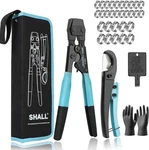 Shall Pex Crimping Clamp Cinch Tool And Pipe Hose Cutter, Black, Turquoise. Fixed Price $38.21.
