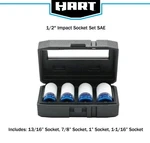 Hart 1/2-INCH Non-marring Impact Set (4-PIECE) Sae Blue Chrome. Fixed Price $19.99.