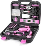 Pink Household Tool Set With 3.6V Usb Electric Screwdriver, Pcs 136-PIECE. Fixed Price $56.17.