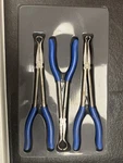 Blue Point 3 Piece Extended Reach Hose Grip Pliers Set & Silver. Fixed Price $95.00.
