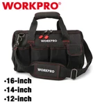 Workpro 16"/14"/12" Wide Mouth Tool Bag Black Storage Tote With Rubber Base. Fixed Price $20.99.