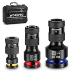 Workpro 1/2" 3/8" 1/4INCH Quick Release Hex Impact Socket Adapter Bit Holder Set. Fixed Price $20.99.