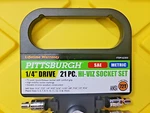 New Pittsburgh 21 Pc 1/4" Drive Sae & Metric High Visibility Socket Set. Fixed Price $25.56.