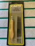 X-acto Set With Handle Flat Round Triangle #73580 Wood Metal New. Fixed Price $17.99.