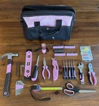 Workpro 13-IN Tool Bag Pink Soft Cloth Wide Mouth With Set Over 22 Pieces. Fixed Price $45.00.
