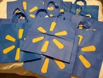 12 Lot New Xlarge Walmart Reusable Shopping Bags Set Blue Crafts Tools 18" 17". Fixed Price $27.97.
