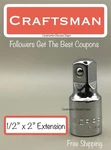 Craftsman Socket Extension Bar 1/2" Drive Long Cmmt 43522. Fixed Price $12.99.