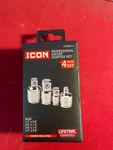 Icon Professional Socket Adapter Set Piece Chrome Moly Steel A123US-4 Sizes. Fixed Price $12.97.