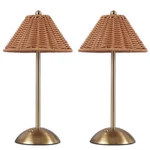 Fortune Shun 2 Pack Boho Rattan Table Lamp,wicker Night Light,led Rechargeable. Fixed Price $59.36.