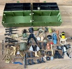 2 Vtg Gi Joe Army Green Toy Tool Box Hasbro Foot Locker Case W/ Accessories. Fixed Price $29.96.