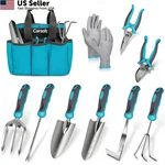 Gardening Tools, Carsolt 10 Piece Heavy Duty Stainless Steel Blue. Fixed Price $47.16.