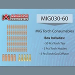 MIG030-60, 50-PCS .030 Tip, 5-PCS Nozzle, Diffuser, Amico Welder. Fixed Price $79.00.