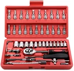 Juego Llaves Carraca 46 Piezas 1/4 Pulgadas Kit Vasos Con Estuche Auto Hogar. Fixed Price $21.65.