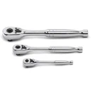 Gearwrench Pc. 1/4", 3/8" & 1/2" Drive 45 Tooth Quick Release Teardrop Ratchet. Fixed Price $75.81.