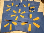 5 Lot Nos Xlarge Walmart Reusable Shopping Bags Set Blue Crafts Tools 18" 17". Fixed Price $17.37.