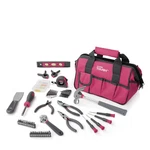 Hyper Tough 89-PIECE Pink Household Tool Set W/ 12-POCKET Bag. Fixed Price $40.90.