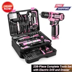 Pink Kit With 12V Cordless Drill Set Home Mechanic Toolbox Women. Fixed Price $129.51.