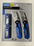 New Kobalt Folding Lockback Knife 2 Pc Set With 50 Extra Blades. Fixed Price $13.95.