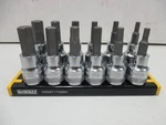 New 12PC Dewalt Sae/metric 3/8" Drive Hex Bit Socket Set On Magnetic Rail. Fixed Price $39.99.