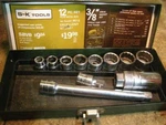 Sk 4512 3/8"-13/16" Socket Set Drive Extensions Toolbox, Missing Ratchet. Fixed Price $50.00.
