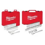 Milwaukee Drive Sae Ratchet Socket Mechanics Tool Set 1/4" 3/8" Red (54-PIECE). Fixed Price $209.90.