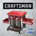 Craftsman Garage Glider Rolling Tool Storage Chest Padded Seat Workbench Drawers. Fixed Price $144.95.