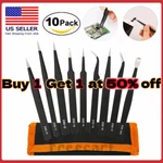 10 Pcs Precision Esd Anti-static Repair Stainless Steel Tweezers Set Kit Tools. Fixed Price $12.50.