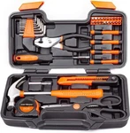 Cartman 39 Piece Set General Household Hand Kit With Plastic Toolbox Orange. Fixed Price $19.95.