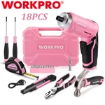 Workpro 18PC Electric Cordless Screwdriver Kit Home Tool Household Pink Set. Fixed Price $38.99.
