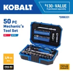 Kobalt 50-PIECE Sae & Metric Polished Chrome Mechanics Tool Set W/ Hard Case New. Fixed Price $71.12.