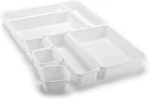Masirs Interlocking Drawer Organizer Bins - Durable Plastic, Various White. Fixed Price $18.48.