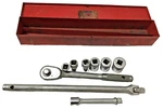 Vintage Indestro Set 6 Sockets, 1 Breaker Bar, Ratchet, Extension, Orig Box. Fixed Price $42.00.