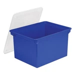 Storex Plastic Tote, Letter/legal Files, 18.5" 14.25"X10.88", Blue/clear. Fixed Price $38.65.