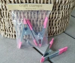 2 Pink Clamps Steel Spring Heavy Duty 4" Vinyl Grips Crafter Art Jewelry Paper. Fixed Price $7.99.