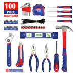 100PC Home Tool Kit W/carrying Pouch Plier Hammer Wrench Household Hand Set. Fixed Price $35.99.