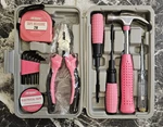 Pink Handle Basic Tool Set Hard Carry Case - Women Kit, Handy, Hammer. Fixed Price $19.00.