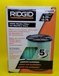 Ridgid VF6000 Hepa 5-LAYER Allergen Cartridge Filter Green Wet-dry Vac. Fixed Price $17.99.