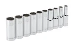 10 Piece Set 1/2" Drive Sae 12 Point Deep Socket Polished Chrome Vanadium Steel. Fixed Price $58.99.