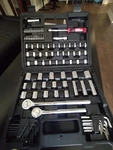 Hyper Tough 107 Piece 1/4 And 3/8 Inch Drive Mechanic Socket SET-UJ5408TA. Fixed Price $46.00.