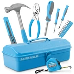 Hi-spec 17PC Blue Beginner Kit Set & Metal Box. Complete Real Hand Tools.... Fixed Price $57.21.